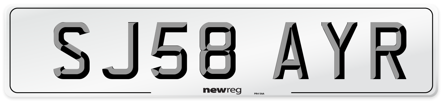 SJ58 AYR Number Plate from New Reg